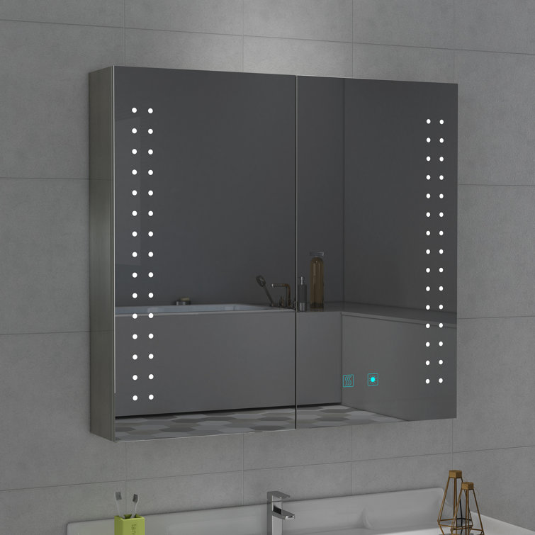 Ivy Bronx Angelita 65cm x 60cm Recessed Mirror with LED